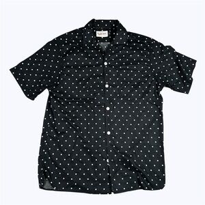 Freenote Cloth Shirt Mens L Black Polka Dot Hawaiian Short Sleeve USA Japanese